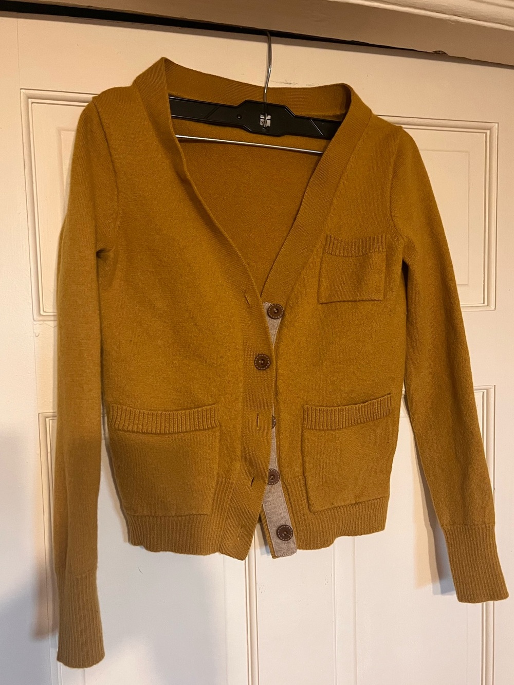 Wallace 100% Merino Wool Mustard Cardigan Size XS